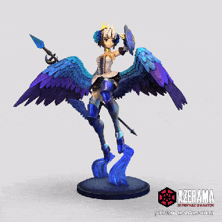 gwendolyn stl ready 3d printing odin sphere videogame flying armor girl shield spear azerama crown wings feather princess 3d print model - Mito3D
