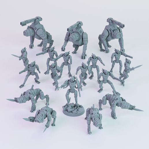 gx drone cadre paquet grand imprimable scifi 28mm terrain Xenos xeno 3dprint table résine futur technologie miniature 2pi tau krootox pose espace communiste 3D print model - Mito3D