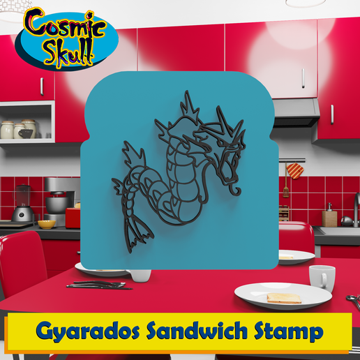 gyarados sandwich stamp pokemon dragon water magikarp mega gigantamax bread kitchen tool decoration gift functional 3D print model - Mito3D