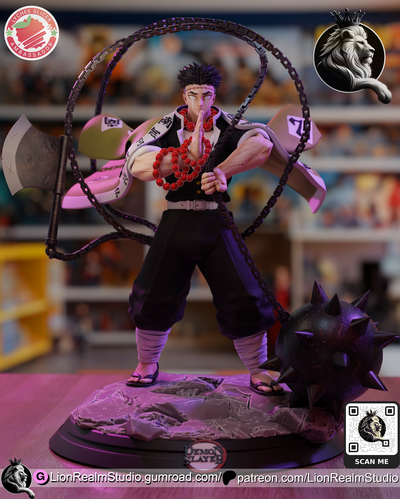 gyomei himejima démon tueur art cosplay tanjiro épée yoriichi katana zenitsu nezuko figure saison 3 anime manga 3d print model - Mito3D