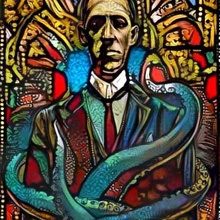 h p lovecraft art stained glass 3d print model - Mito3D