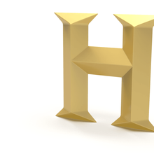 h logo art 3dtext il rendering stl 3d print model - Mito3D