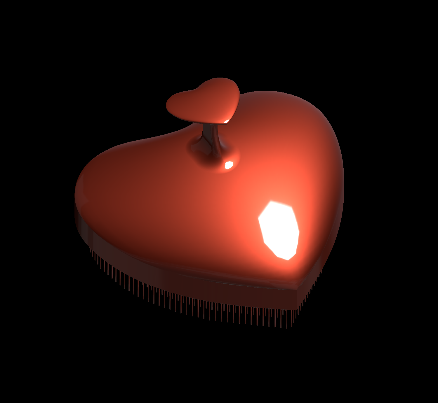 Haar Bürste Herz Haarbürste Modell 3d Valentinstag Geschenke 3D print model - Mito3D