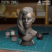 hair girl - pre-supported game dnd minature minis mini dungeons dragons 32mm tytantroll miniatures patreon bust fanstasy 3d print model - Mito3D