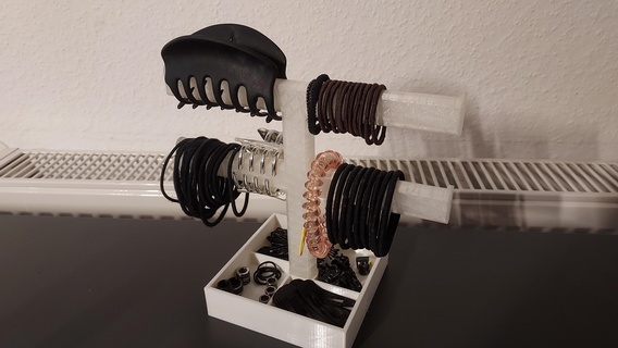 hair tie holder elastics organizer bathroom hairgrip bobby pin clip gum order sorting pigtail rubber cancer 3d print model - Mito3D