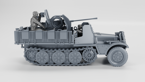 half-track sdkfz10 5 armor 2 cm flak 38 + crewmen germany ww2 3d print model - Mito3D