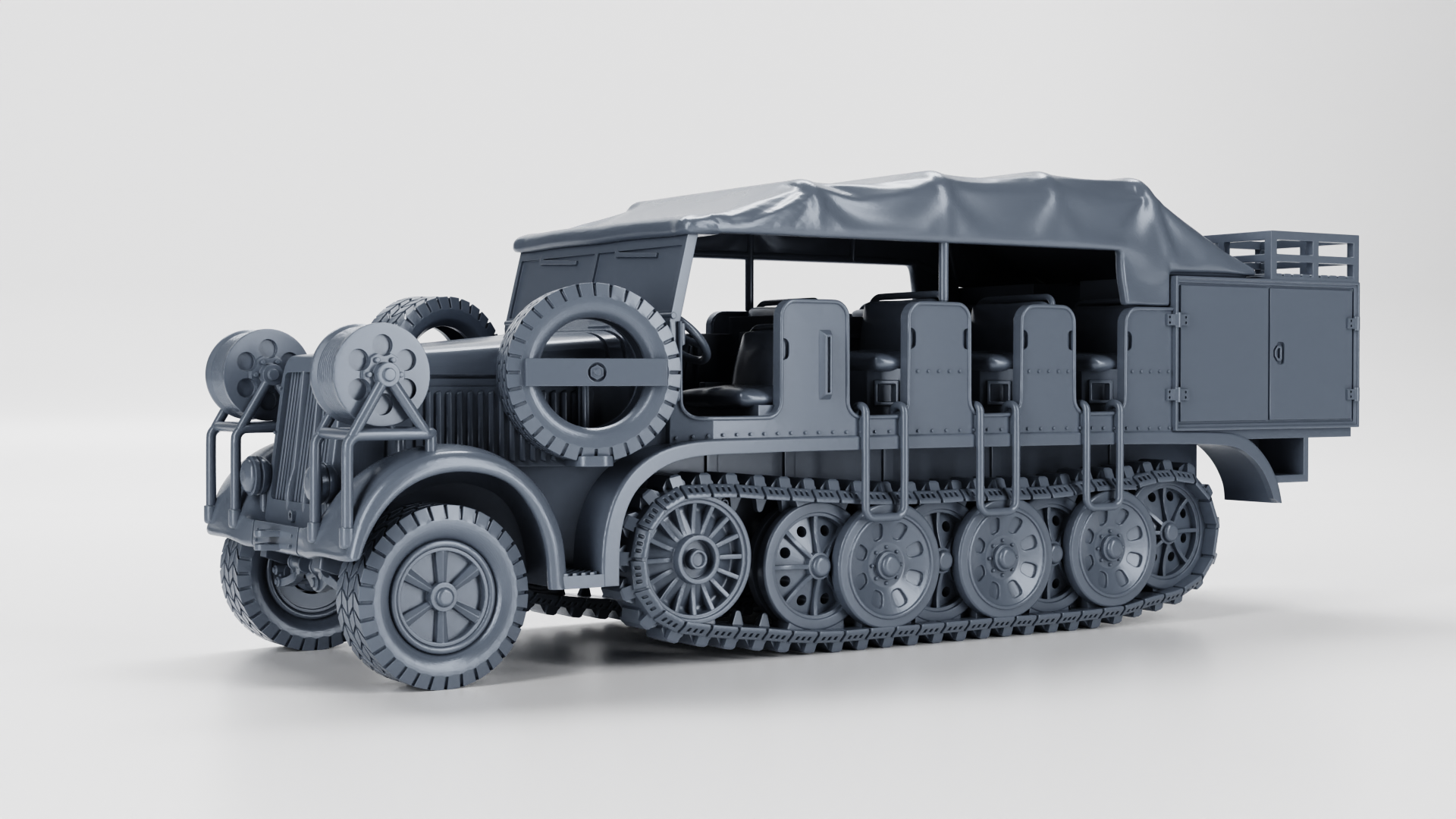 half track sd kfz 7 6 medio flak messtruppkraftwagen alemania ww2 juego alemán sdkfz sfkfz tanque tanques guerra 28mm resina 3d impresión stl vehículo mesa boltaction blindado escala miniatura modelo 3D print model - Mito3D