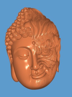 Hälfte Buddha Dämon 3d print model - Mito3D