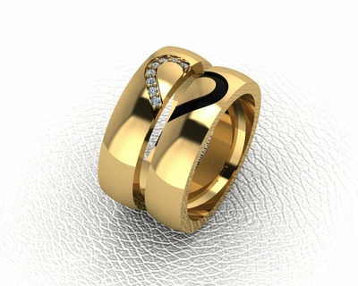 half heart ring rings marriage 3d print model - Mito3D
