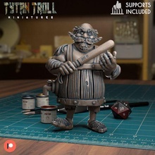 halfling barkeep - pre-supported game dnd miniature minis dungeons dragons 32mm tytantroll miniatures patreon 3d print model - Mito3D