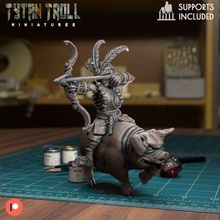 halfling domatore cinghiali pre supported gioco dnd miniatura minis dungeon draghi 32mm tytantroll miniature patreon arciere 3d print model - Mito3D