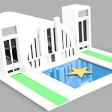 hall de justiça arquitetura quadrinhos 3d print model - Mito3D
