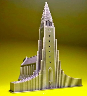 hallgr mskirkja - iceland architecture building gaming modern monument miniature church europe cathedral architect island miniworld rejkjavik 3d print model - Mito3D