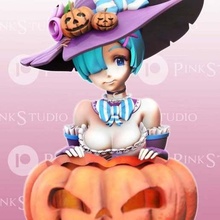 halloween - rem candy bowl art anime cartoon character decoration pumpkin jack kawaii rezero statue witch sculptures 3d print model - Mito3D