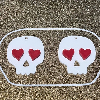 halloween 2022 skull heart eyes pendant earrings jewelry festival 3d print model - Mito3D