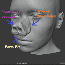 halloween animale naso pack vari piccola veloce il trattamento di trucco ragazzi dress up la maschera 3d print model - Mito3D