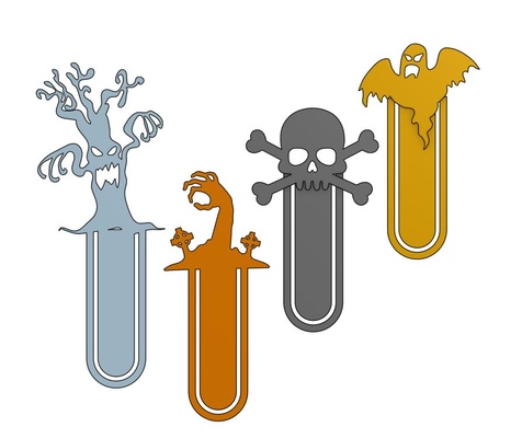 halloween bookmark set vol 2 home spooky skull ghost zombie hand cursed tree creepy design horror decoration decor 3d print model - Mito3D