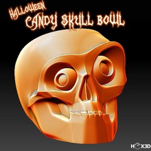 doces de halloween crânio tigela casa 3d print model - Mito3D