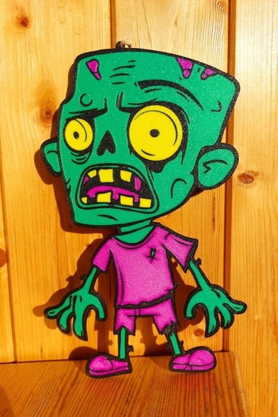 halloween cartoon zombie window decoration home 3dwallart art colored decor halloween2023 halloween2024 scary helloween home multi-color multicolor multicolored multicolors 3d print nosupport nosupports wall wallart mount deco 3d print model - Mito3D