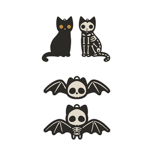 Halloween gatto pipistrello chiave squillare orecchino fantasma carina caramella ciotola orrore raccapricciante spaventoso kawaii 3d print model - Mito3D