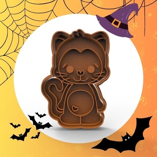 halloween cat cookie cutter cutting cookies 3d print model - Mito3D