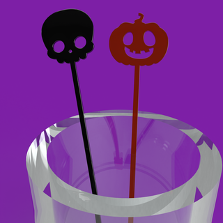 halloween cocktail stirrer Home skull pumpkin drink 3d print model - Mito3D