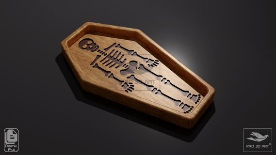 halloween coffin tray - cnc files wood pumpkin kitchen serving restaurant wooden dish bundle pack spider skeleton 3d print model - Mito3D