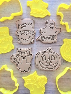 halloween cookie cutters frankenstein ghost pumpkin black cat baking kitchen bakery 3d print model - Mito3D