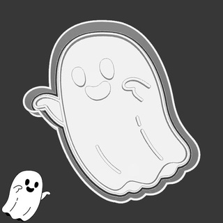 halloween cookie cutters - 92 ghost style 14 3d print model - Mito3D