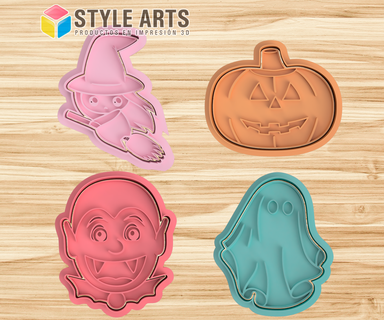 halloween cookie cutters - cookies cutting cutter stamp masses porcelain 3d print model - Mito3D