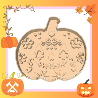 halloween cutter - day dead pumpkin cookie cutters pastry shop decoration seal bakery mexico 3d print model - Mito3D