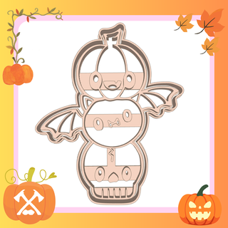 halloween cutter - mini pumpkin murcielago skull cookie cutters pastry shop decoration seal bakery bat kawai 3d print model - Mito3D