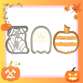 halloween cutters- boo cookie cutters pastry shop decoration seal bakery pumpkin cutter ghost web 3d print model - Mito3D