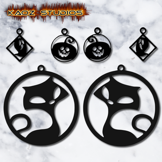 halloween earrings bundle jewelry pack 3 earring styles cat pumpkin jack lantern gothic ghost witch spider jewelery jewellery necklace pendant keychain costume holiday party low poly 3d print model - Mito3D