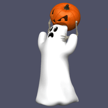 Halloween fantasma morso por calabaza arte pumkpin scheletro impaurito orrore Miedo terrore 3d zbrush maya spaventa 3d print model - Mito3D