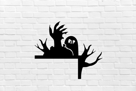 Halloween fantasma porta parete decorazione strega spaventoso cimitero arredamento murale arte scultura ornamento casa interni design mobilia freddo elegante 3d print model - Mito3D