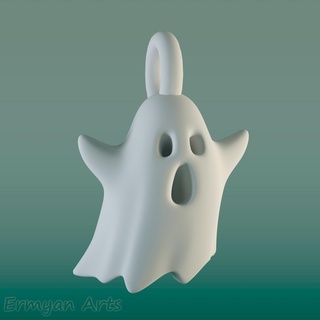 halloween ghost medallian decoration holidays medal medallion keychain earrings cute spooky 3d print model - Mito3D