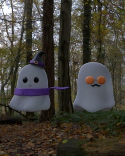 Halloween fantômes mixeur 3d rendre cycles forêt 3d print model - Mito3D