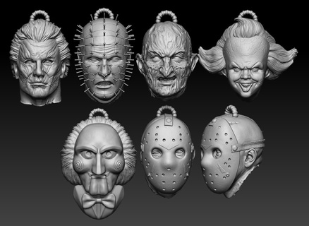 halloween head keychain pack horror 3d toy action figure jason fredy michae myers hellraiser saw 3d print model - Mito3D