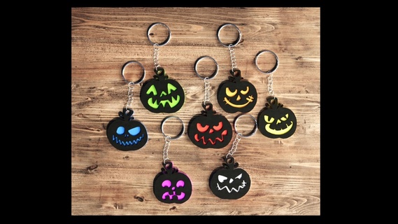 halloween keychain pendant x 24 pcs pumpkins pumpkin trick treat october 31 mask costume spooky 3d print model - Mito3D