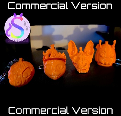 halloween keychains commercial version toy dragon print in place pip no supports assembly spookey skull skulls cathead pumpkin catskull boo bee boobee keychain 3d print model - Mito3D