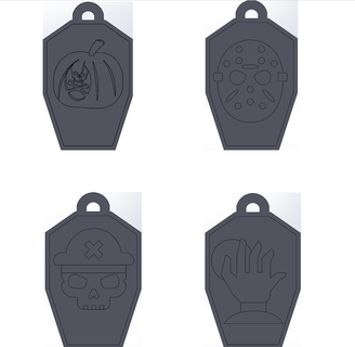 halloween keychains pack 5 keychain accessory keys terror horror key decoration game fear decorative 3d print model - Mito3D
