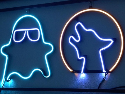halloween led neon signs arduino circuitpython ghost grim reaper raspberrypi werewolf diy 3d print model - Mito3D