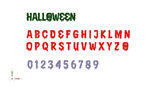 halloween letters numbers text alphabet sources characters font vocabulary 3dletters typography figures 3d print model - Mito3D