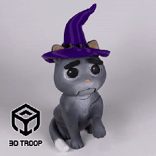 halloween lovely angry cat - hat art love animal cute 3dtroop toy kid pet articulated movement fun sculptures flexible witch 3d print model - Mito3D