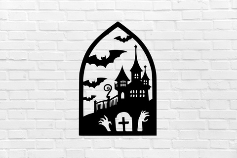 halloween mansion wall decoration witch scary cemetery decor mural art sculpture ornamentation home interior design furniture cool elegant 3d print model - Mito3D
