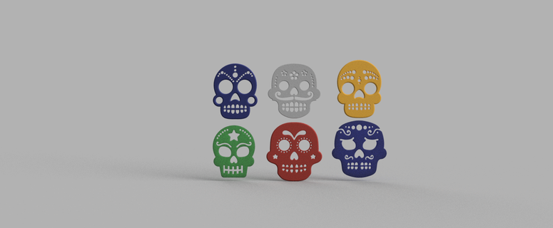 halloween mexican sugar skull hair clips stl pack clip gothic 3d print model - Mito3D
