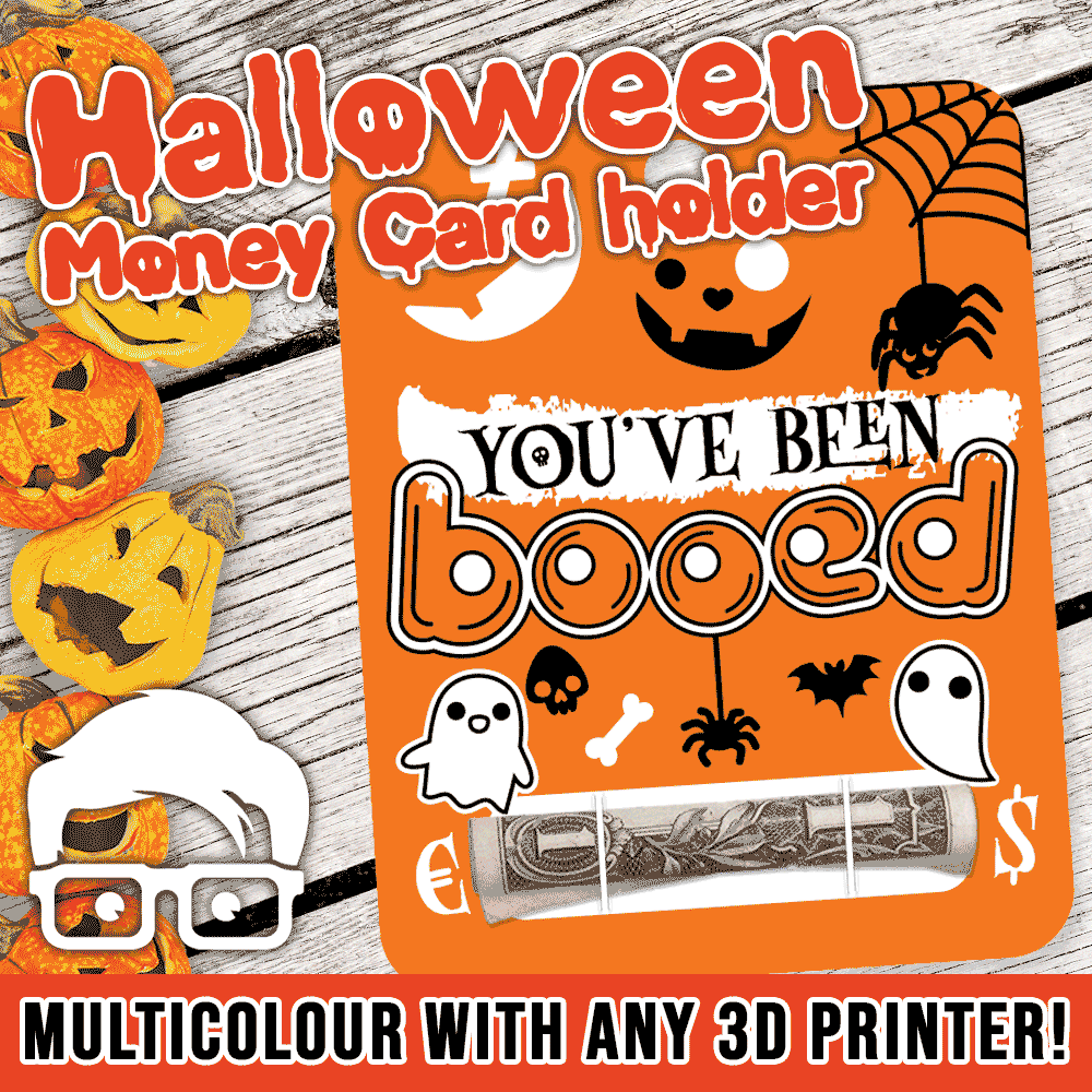 halloween money card holder gift cash trick treat teen - am-media template digital download 3D print model - Mito3D
