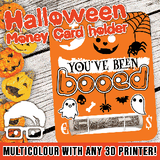 halloween money card holder gift cash trick treat teen - am-media template digital download 3d print model - Mito3D