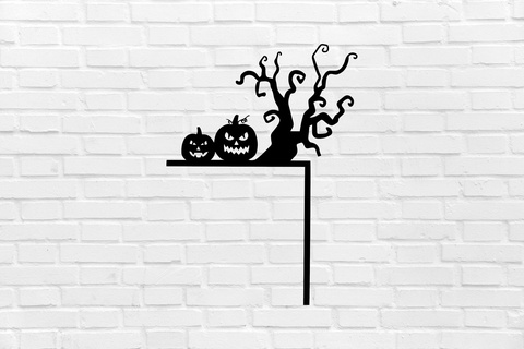 halloween mural decoration cemetery gate tree witch scary decor wall art sculpture ornamentation home interior design furniture cool elegant 3d print model - Mito3D